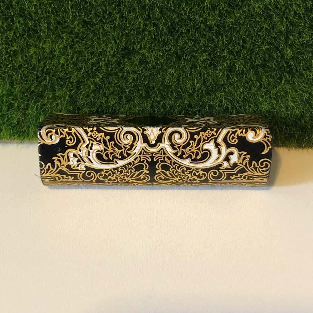 Vtg Black/Gold Regal Filigree Lipstick Hardcase w/ Interior Mirror